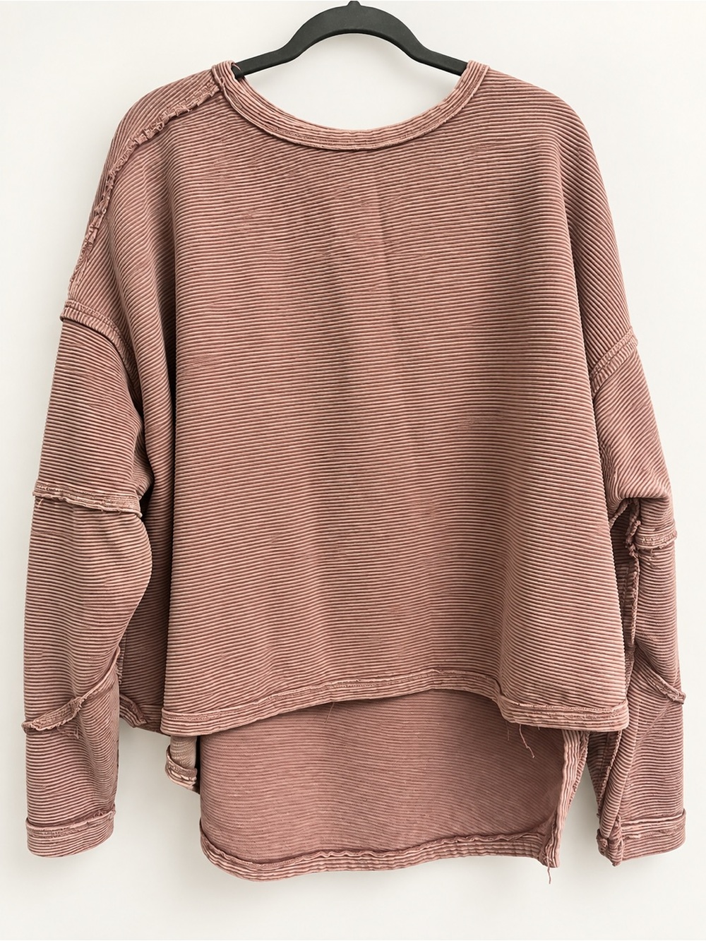 Simply Southern Mauve Ribbed Oversized Pocket Pullover Estimated Large